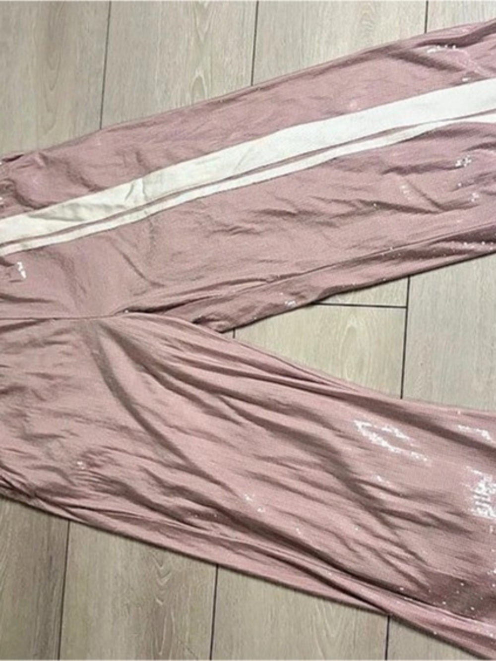 Anthropologie Maeve Brooklin Pink Sequin Track Pants Wide Leg